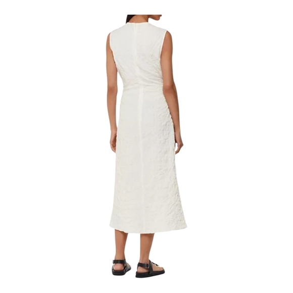 Whistles Women's Dress Lori Textured Midi Size 8 Ivory NWT Turkish Cotton - Picture 3 of 11